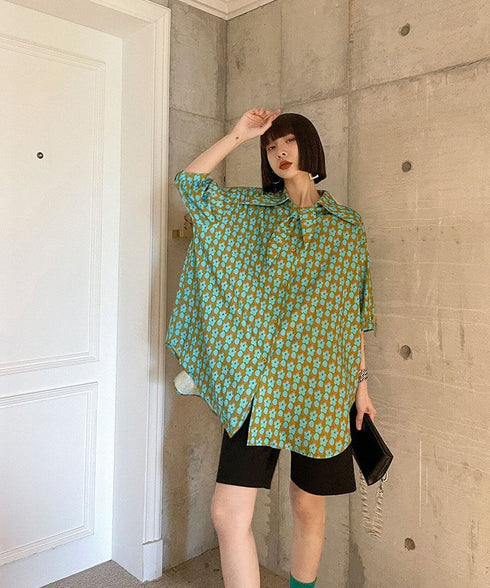 Retro Flower Print Blouse